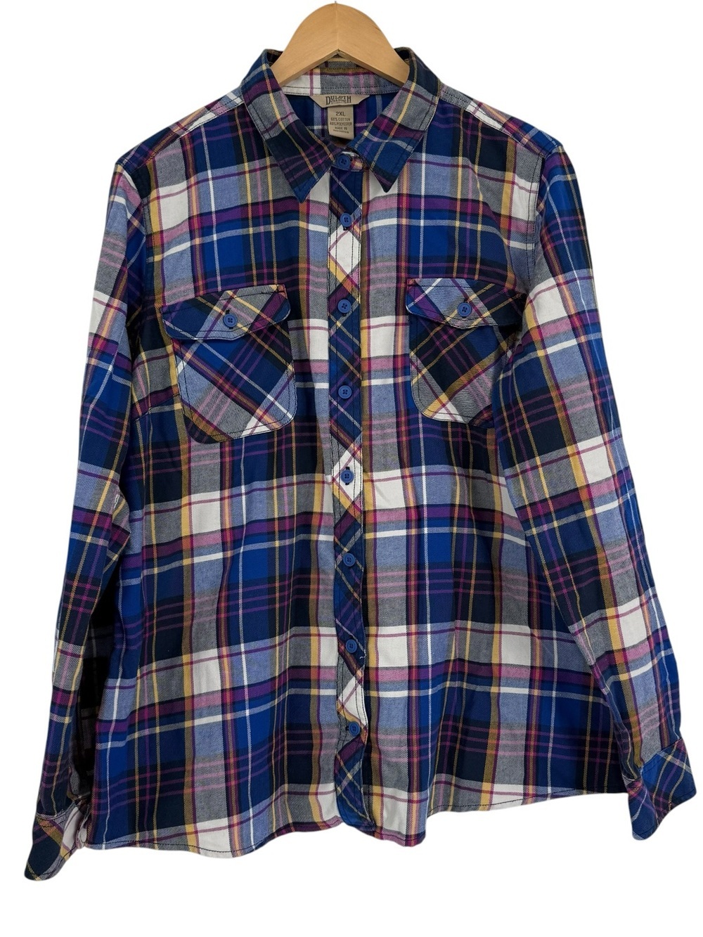 Duluth Trading Women’s Flannel Plaid Shirt Top Crosscut Wicking Roll Tab 2X
